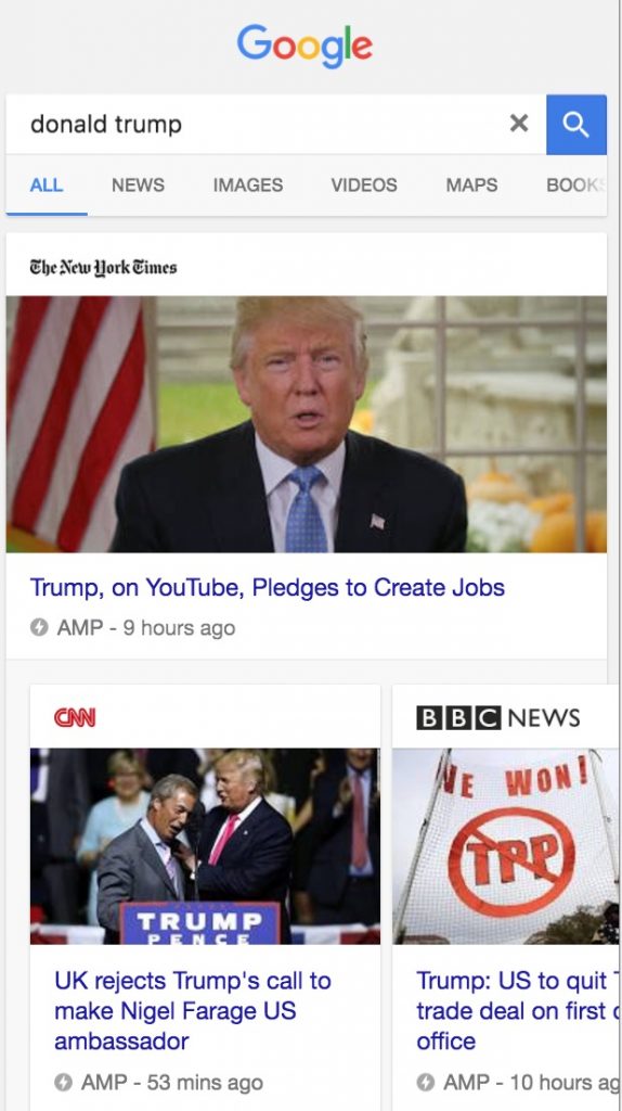 AMP Carousel in Google Search Results