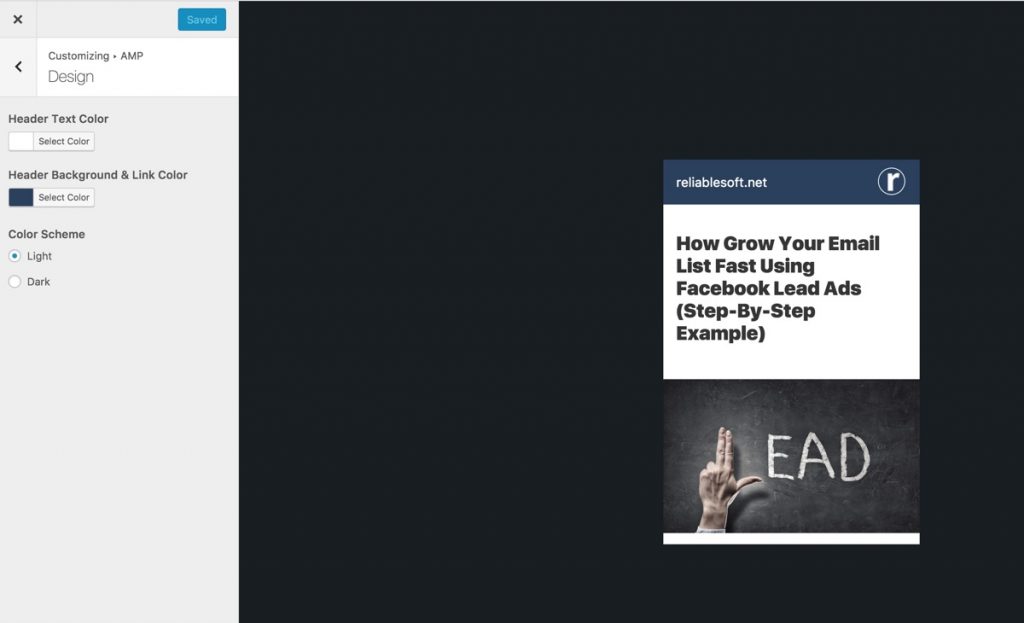 AMP WordPress Plugin Settings