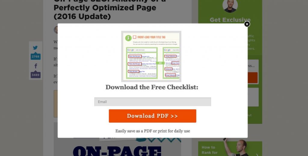 Content Upgrade Pop Up