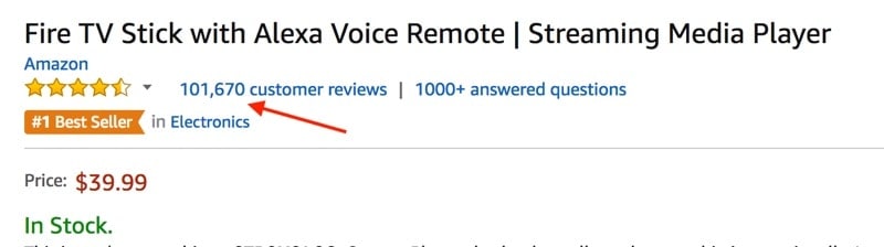 Customer Reviews in Product Page