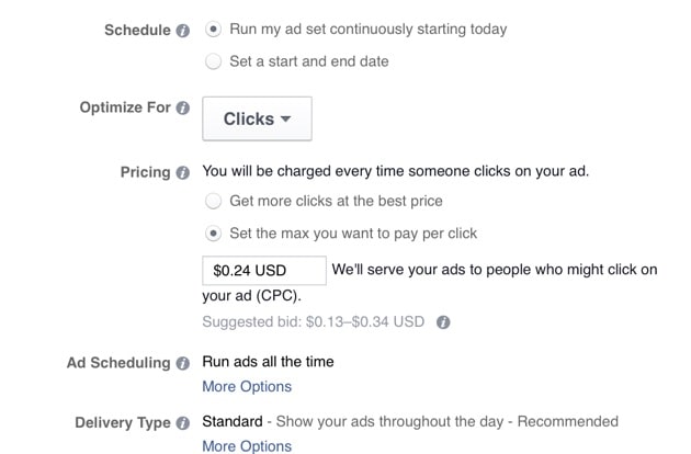 facebook ads cost