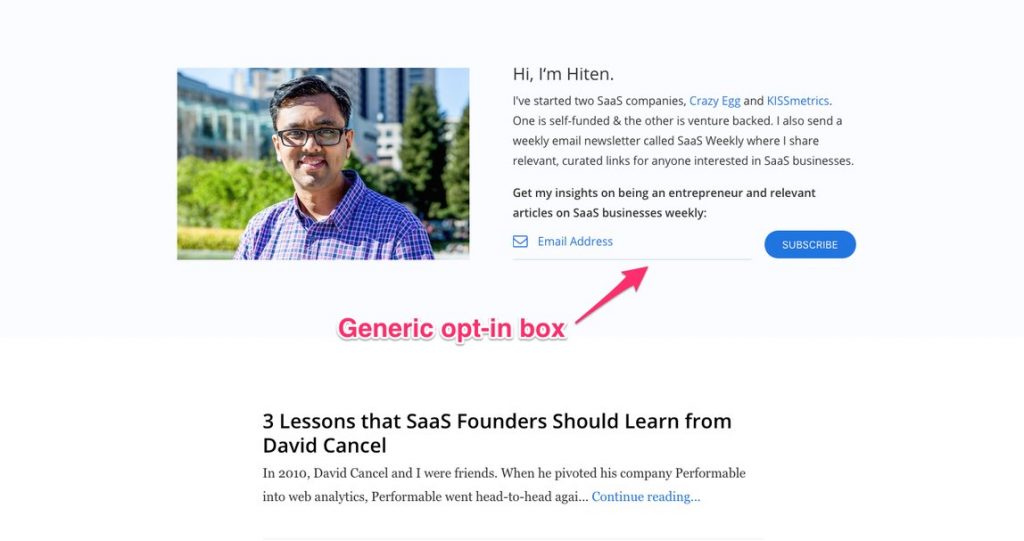 Generic Opt-in Box