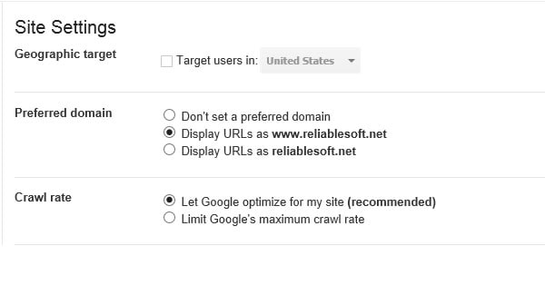Google webmaster tools geo targets