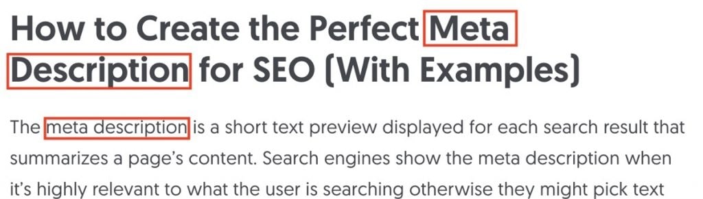 Keywords above the fold
