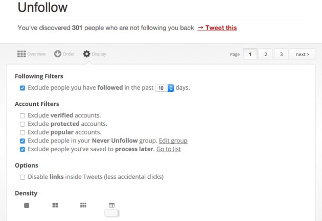 manageflitter twitter unfollow feature