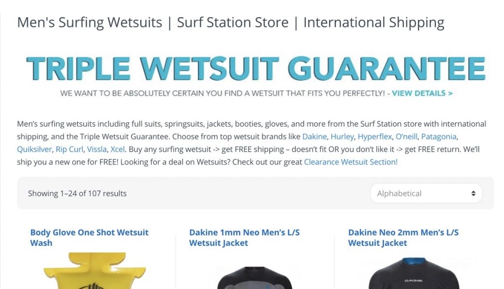 Example of SEO category pages