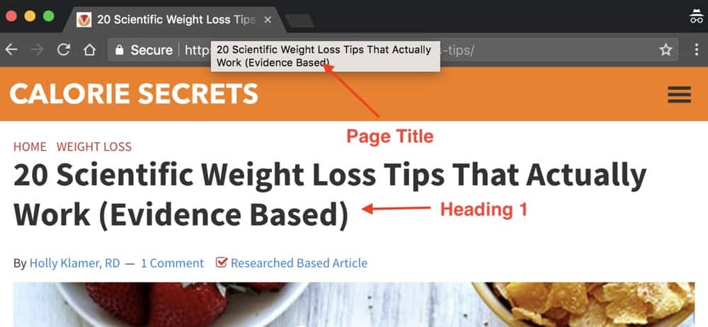 Page Title Same as Heading 1 Example