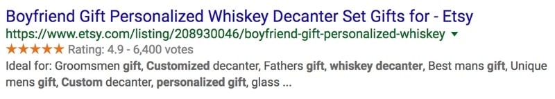 Keywords in Product Title