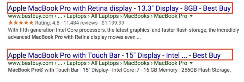 Product Title Size in Serps