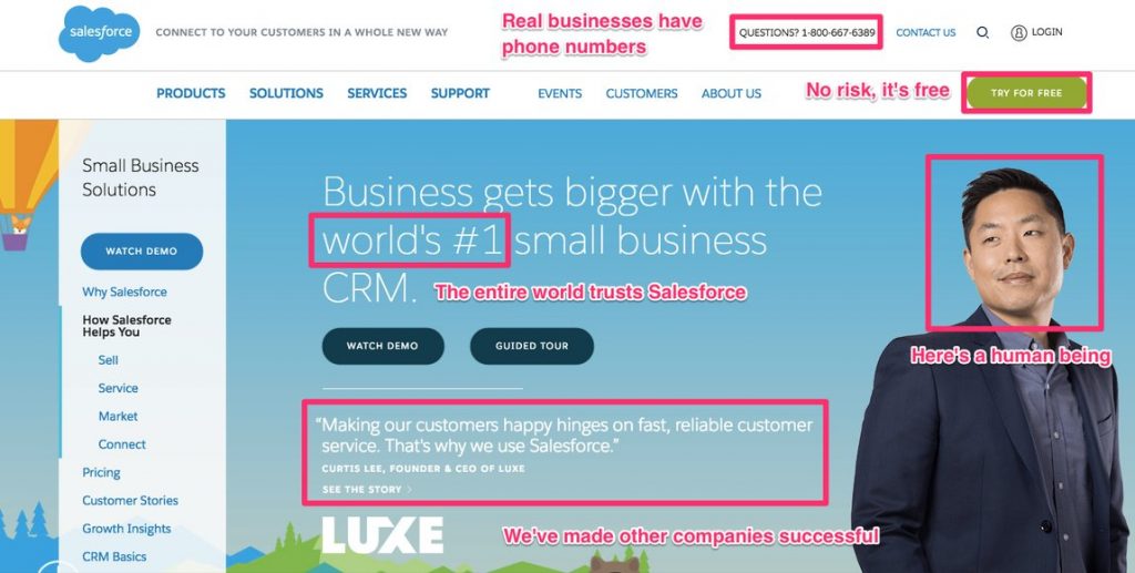 salesforce landing page