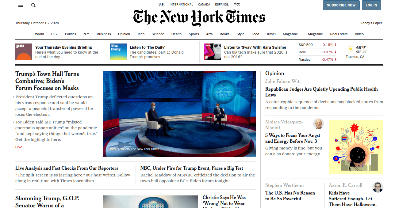 Above the fold example