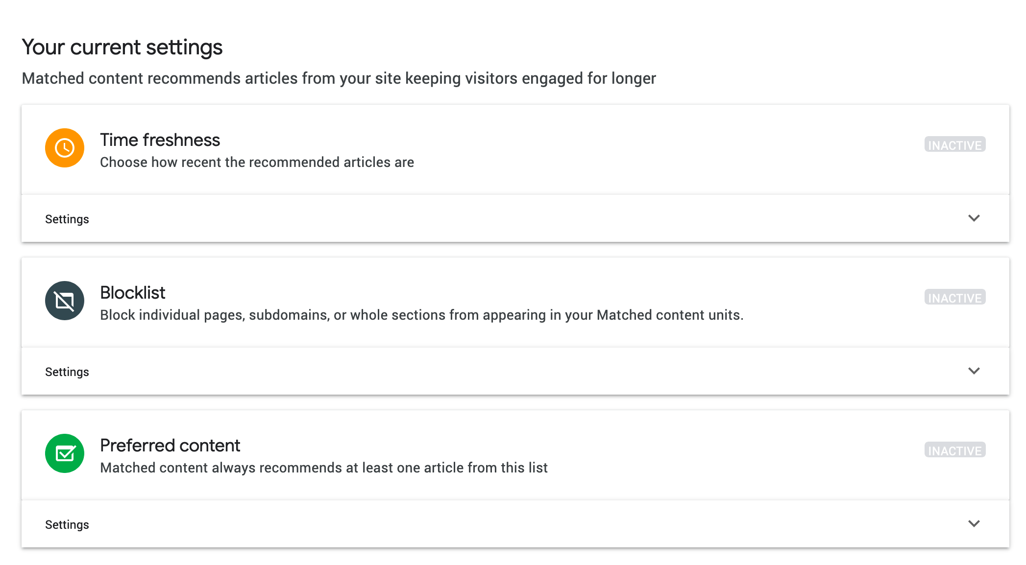 Adsense Matched Content Ads Settings
