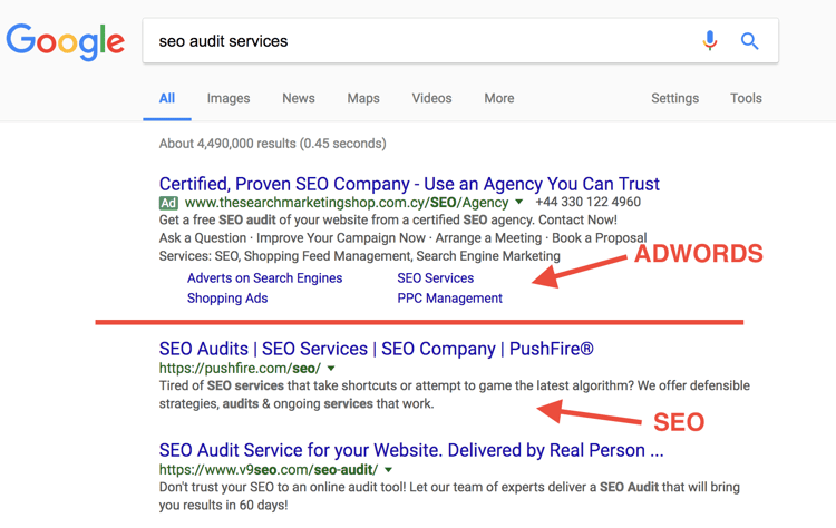 adwords vs seo
