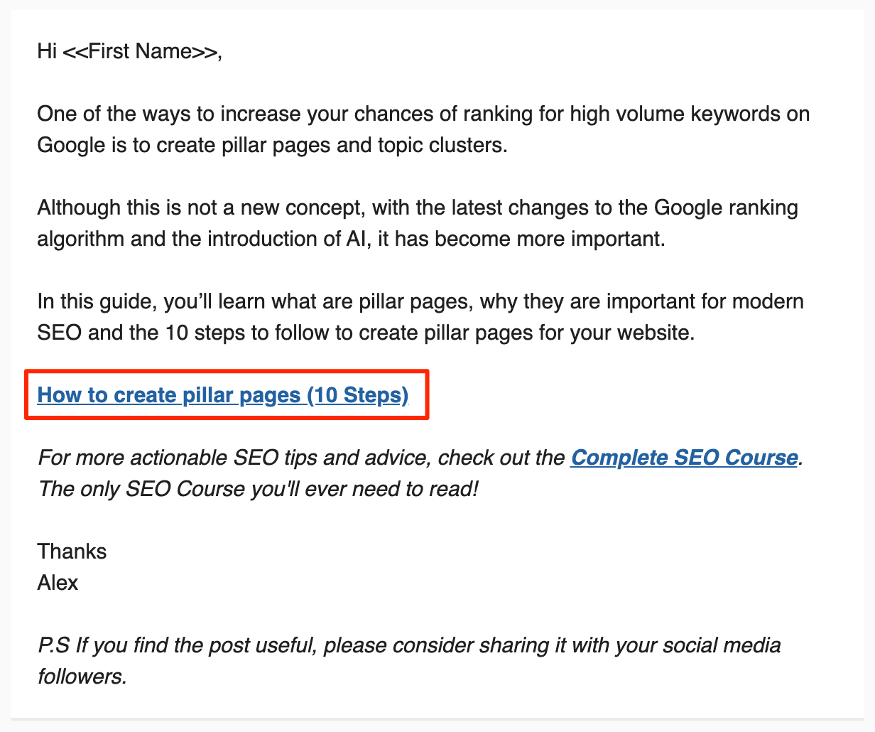 Content Promotion Email Example