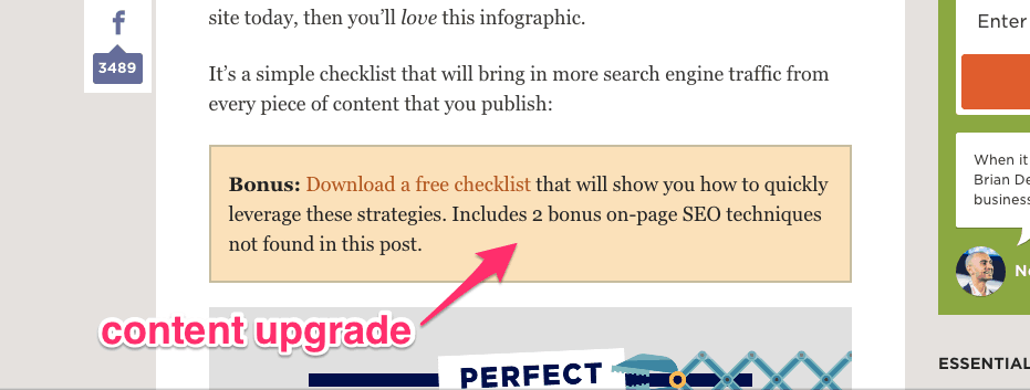 Content Upgrade Example