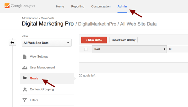 creating goals in google analytics