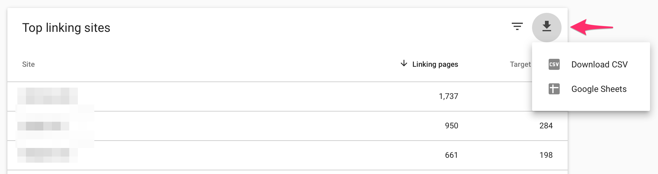 Export Backlinks from Google Search Console