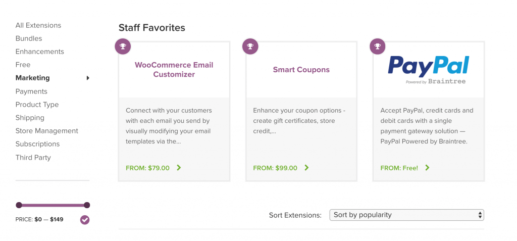 ecommerce side bar menu