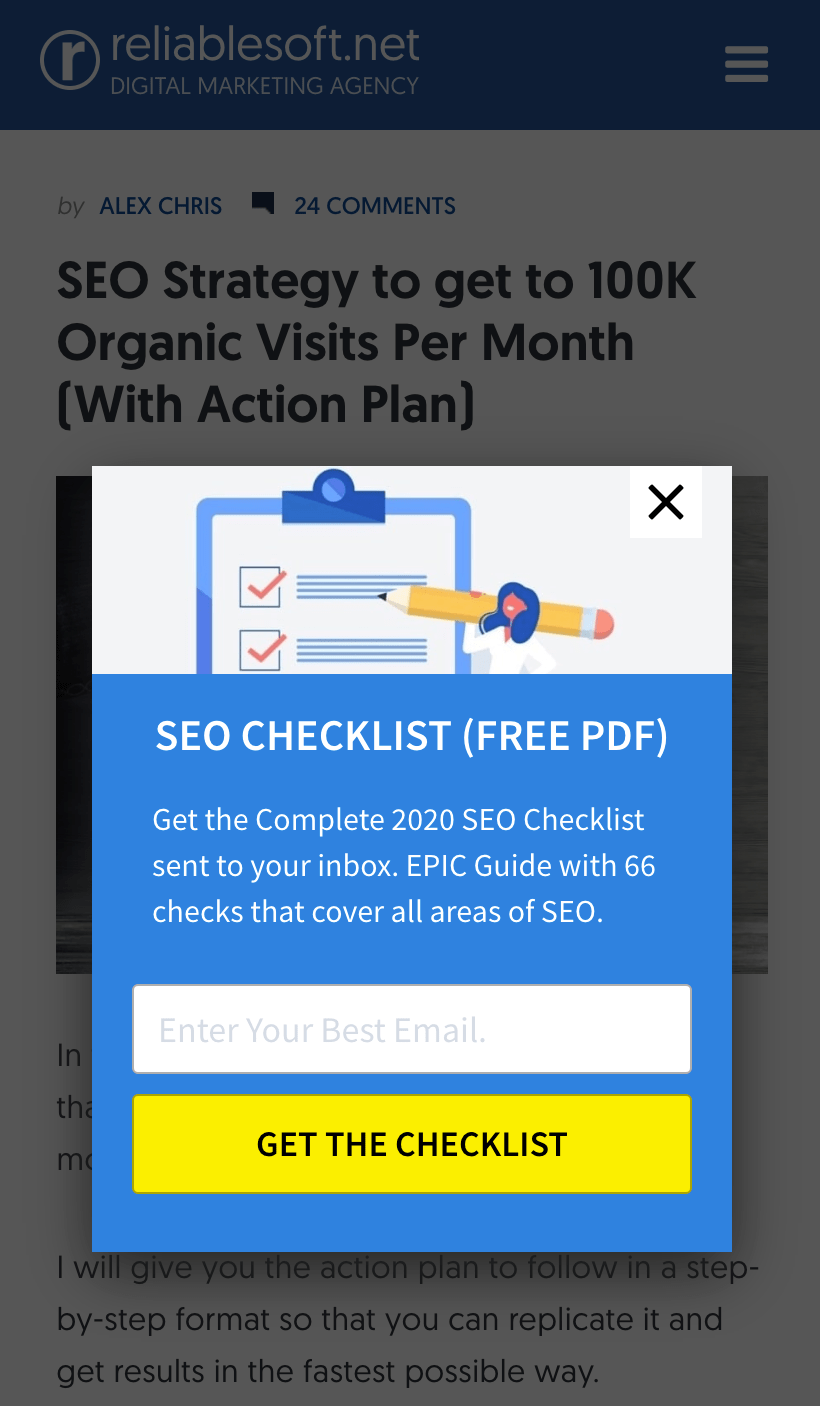 Email signup-popup window.