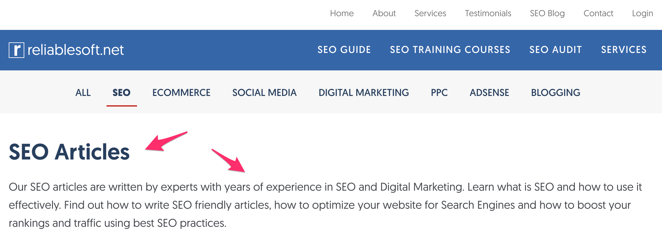 Example of an Optimized Category Page