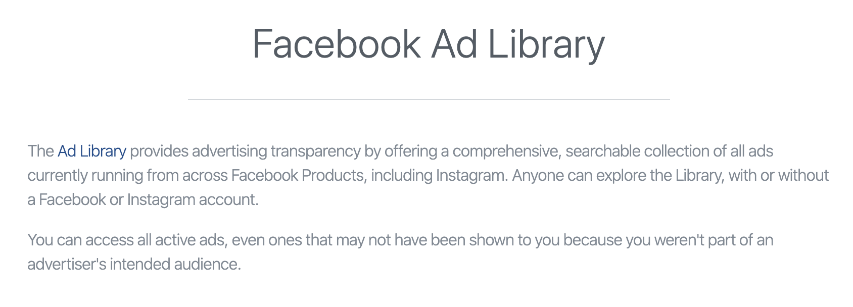 Find out what types of ads your competitors run on Facebook and Instagram