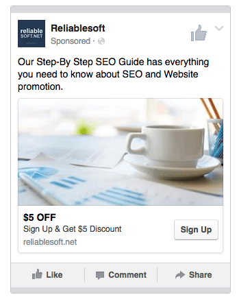 Facebook Lead Ad Example