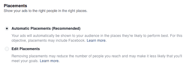 facebook placement targeting