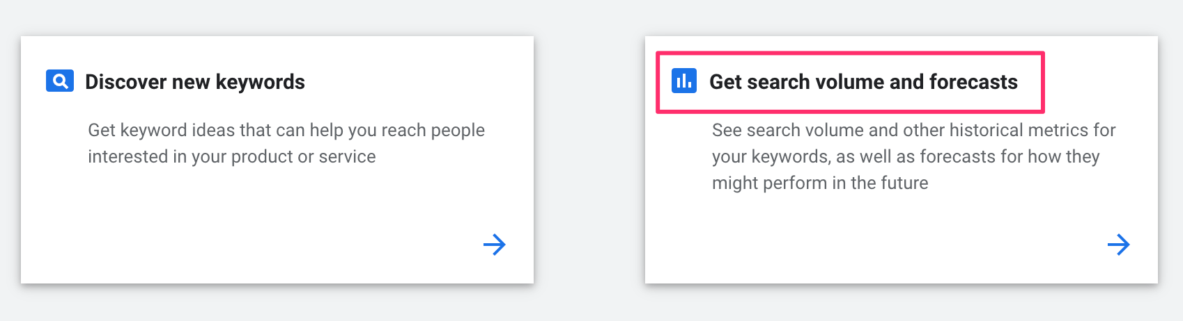 "Get Search Volume and Forecasts" tool.