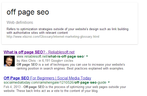 Google authorship in results