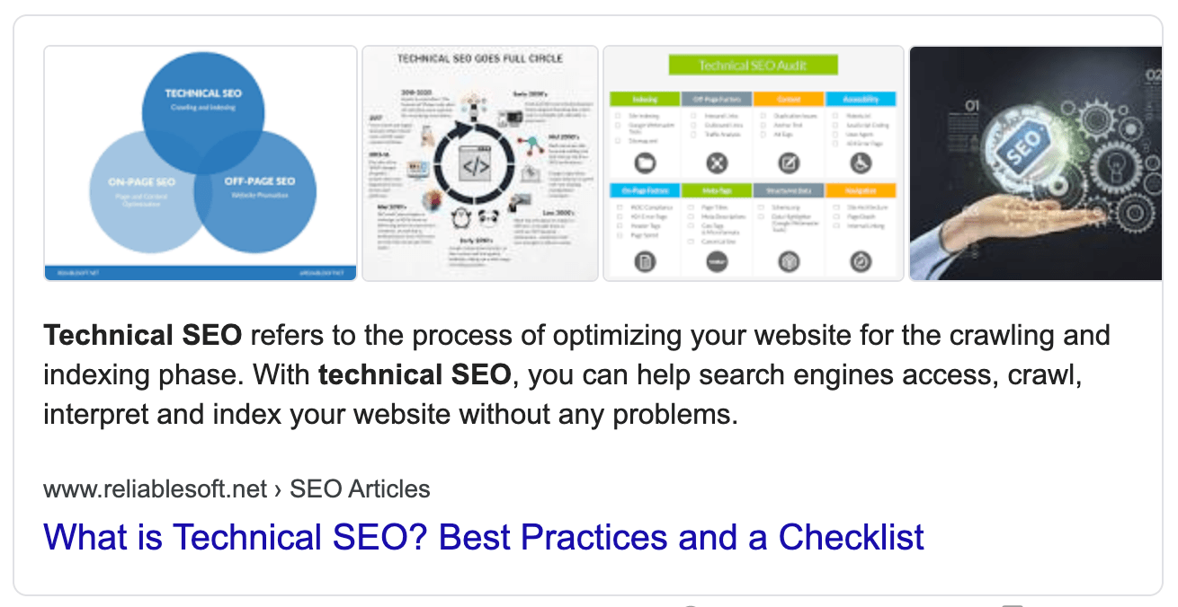 Google featured snippet example