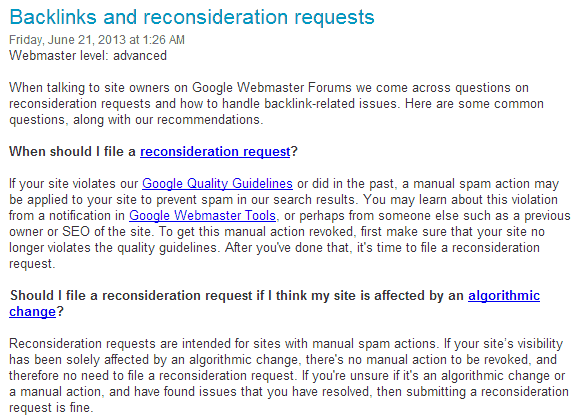Internal link practices by Google