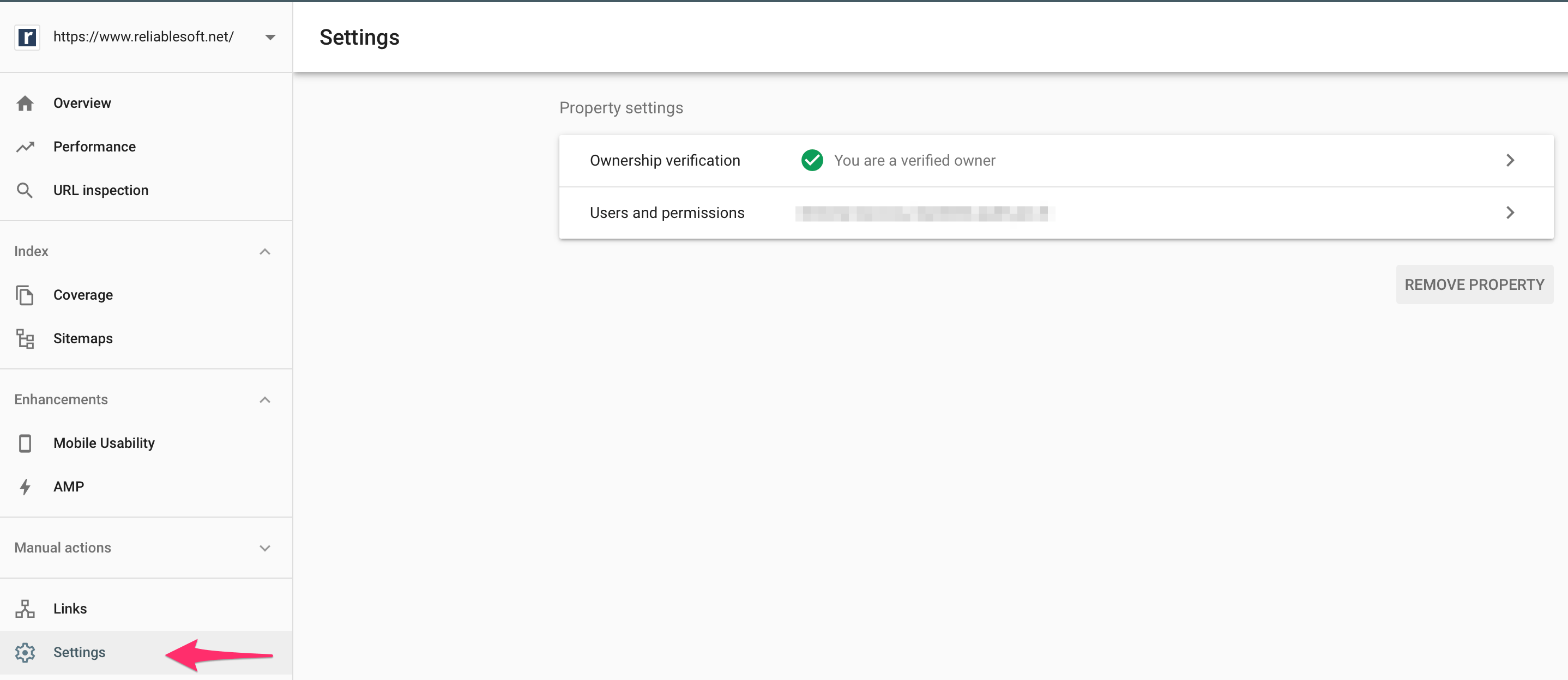 Google Search Console Settings