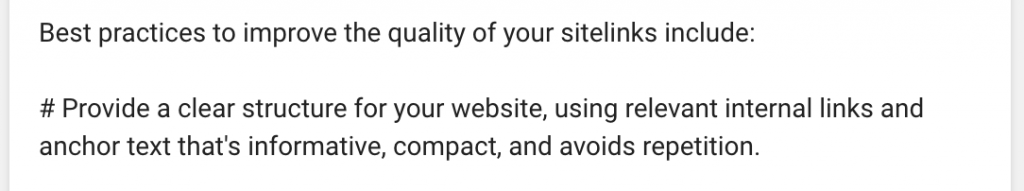 Sitelink Guidelines by Google
