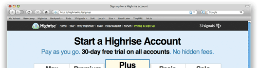 Highrise a/b test