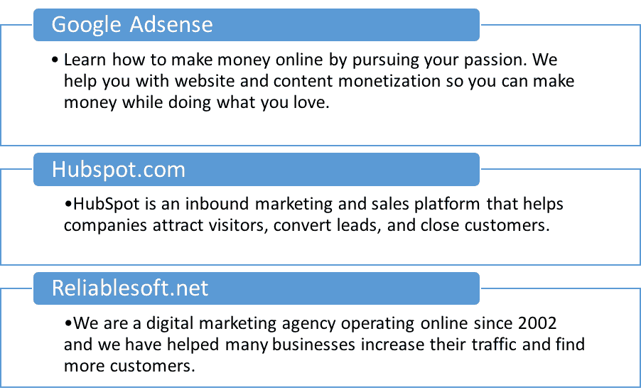 Optimized Homepage Meta Descriptions