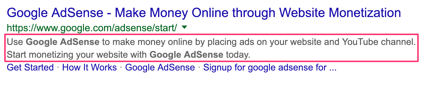 Example of Optimized Homepage Meta Description