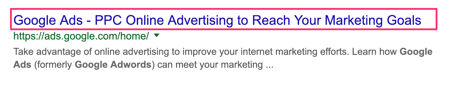 Example of Optimized Homepage Title