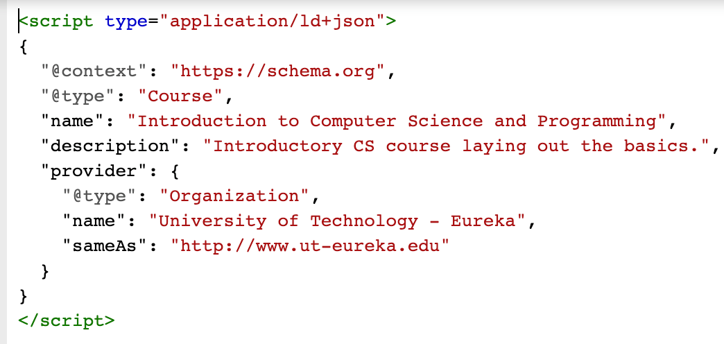 Example of a JSON-LD Script