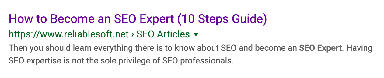 Highlighted keywords in meta descriptions
