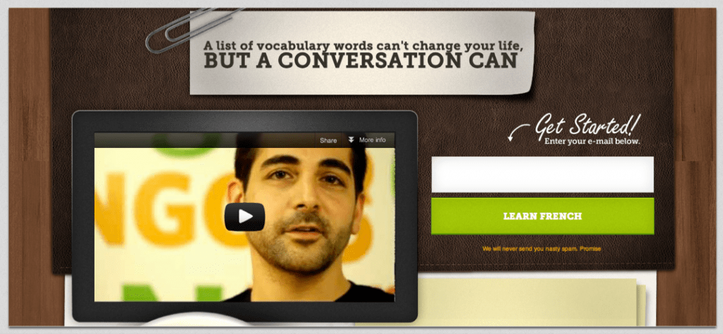 simple landing page