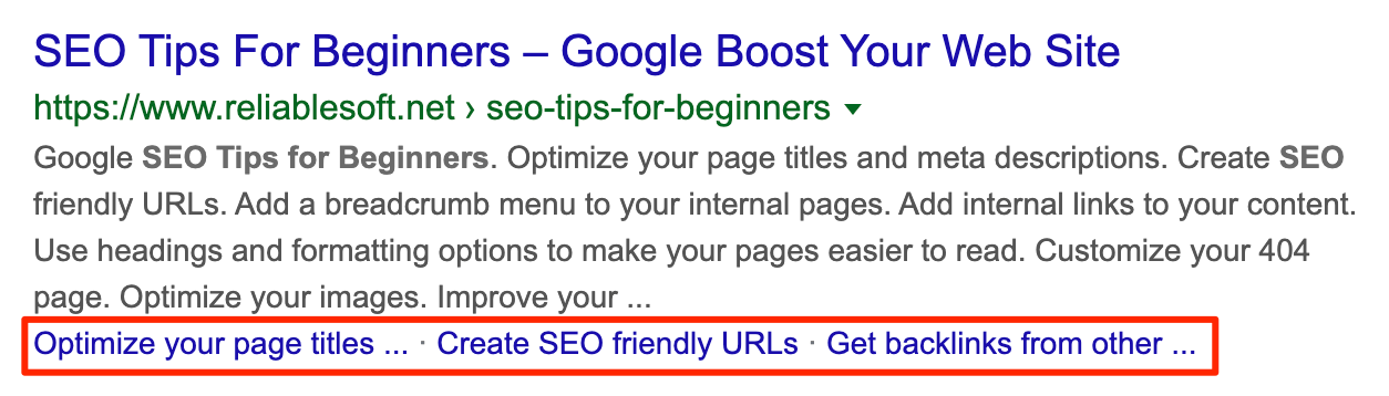 Post sitelinks in Google Search Results