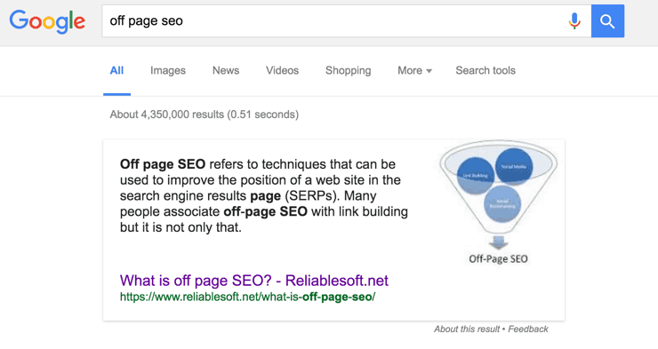 Google Featured Snippet Example