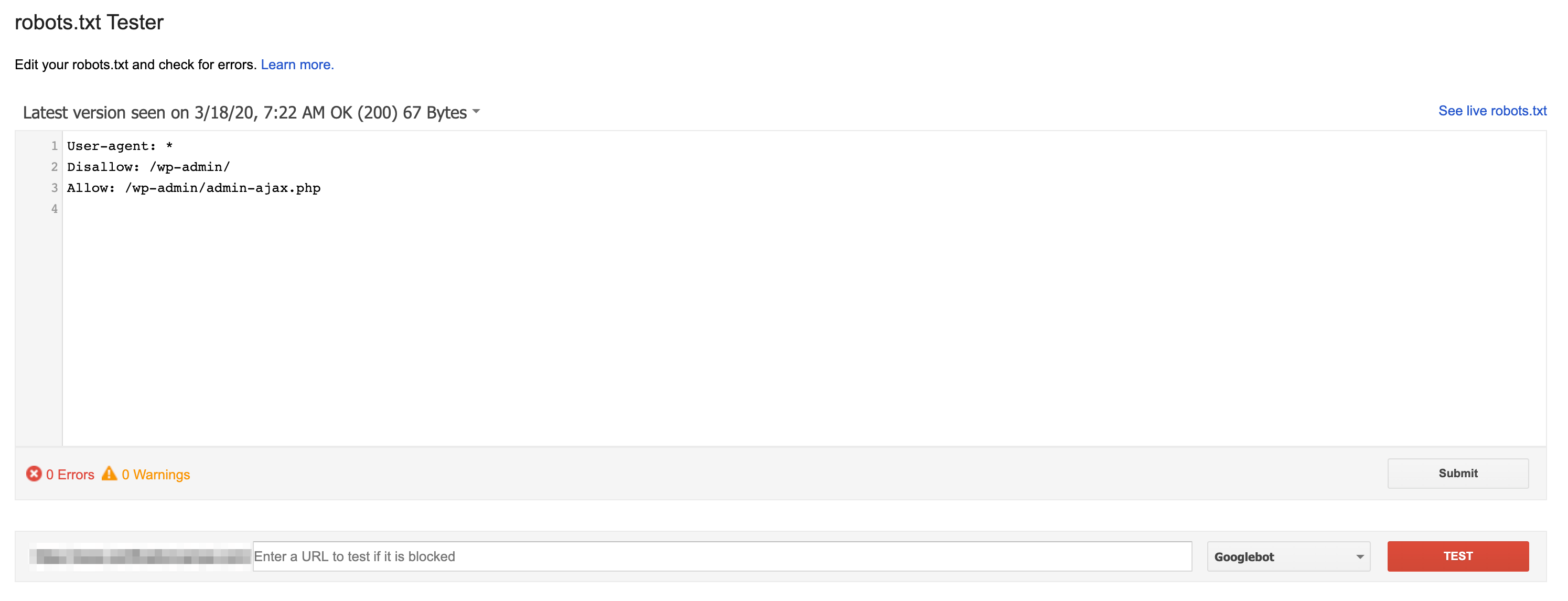 Robots.txt Tester Tool