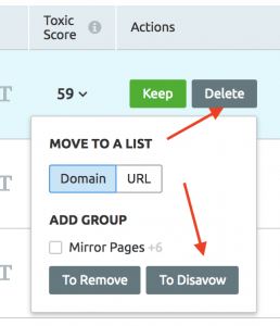 semrush disavow function