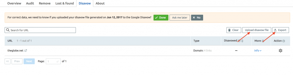 semrush disavow tool