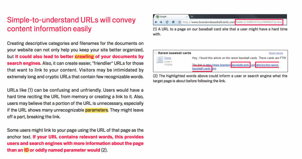 Google advice on seo urls