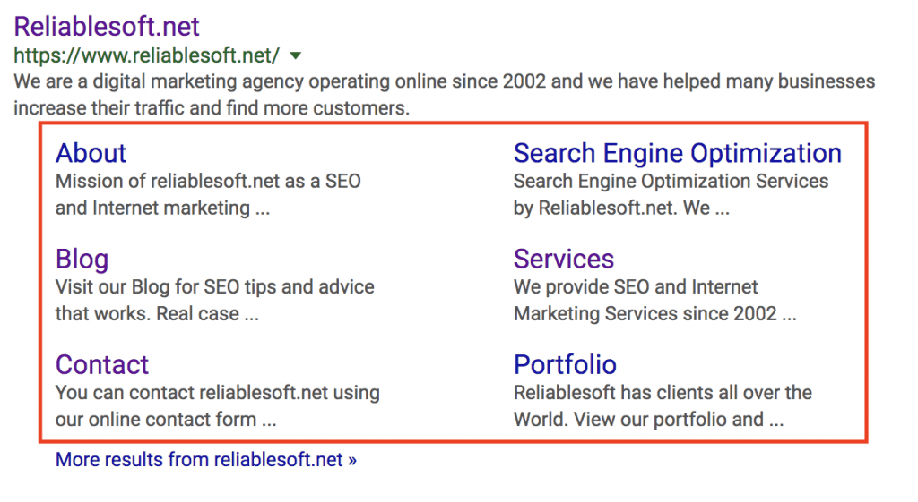 sitelinks example