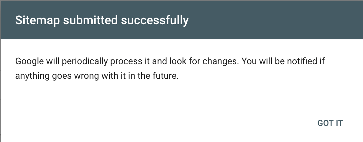 Sitemap Submitted Message