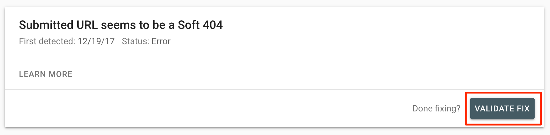 Validate Fix Soft 404 error