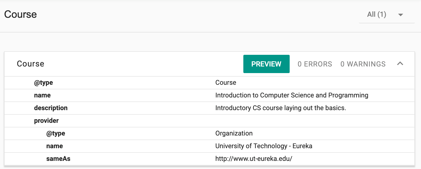 Structured Data Testing Tool